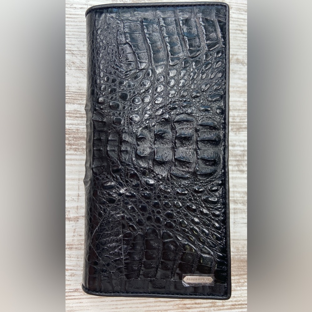 NEW Bruno Magli Crocodile Leather Wallet Black